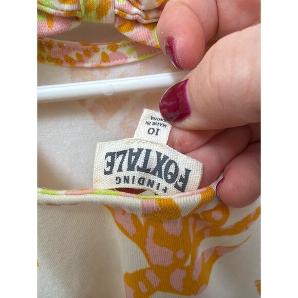 Finding Foxtale Island Escape Dress Girls Orange & Cream Tropical Print Dress W/ - Picture 6 of 7